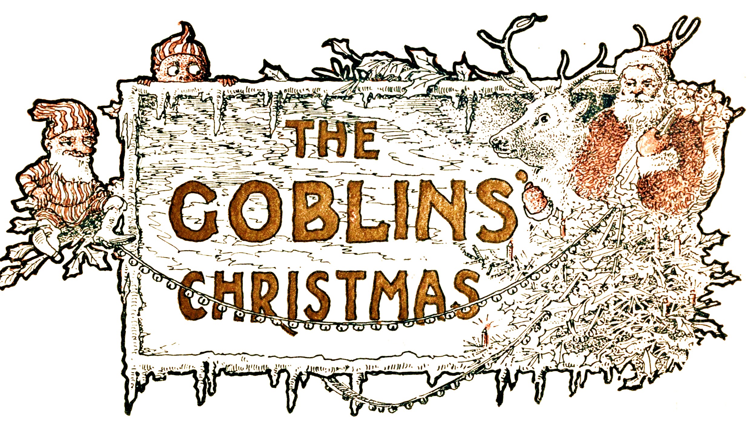 Portada de Alexander Sharp para o libro The Goblins' Christmas de Eizabeth Anderson, 1908.