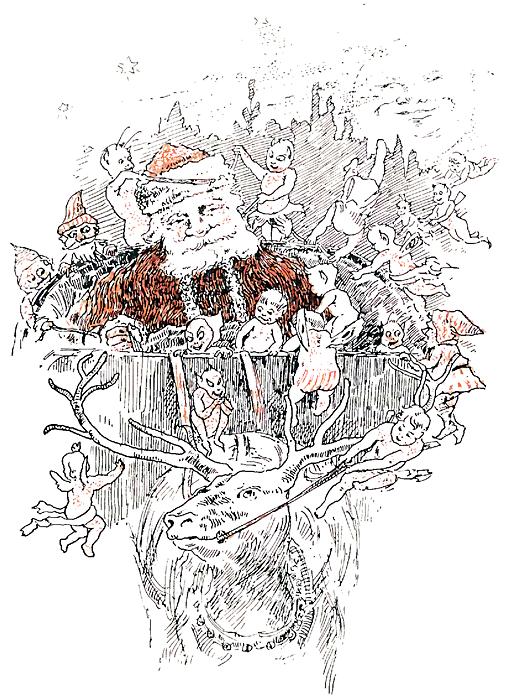 Ilustración do mesmo libro titulada «They climbed the sleigh» (Subiron á zorra)